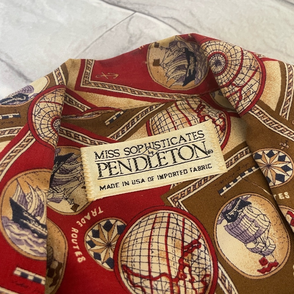 VTG Pendleton skirts 2 piece set nautical globe & shipsTravel motif